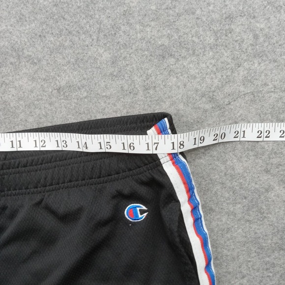 Champion Shorts Mens Large Black Performance Athletic Gym Red Blue Trim - Picture 3 of 7